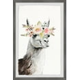 thumbnail image 1 of Marmont Hill Floral Crowned Side View Llama Framed Wall Art, 1 of 6