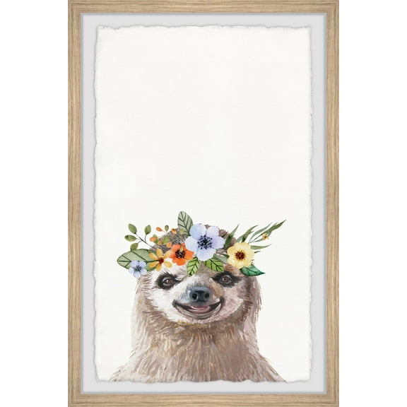 Marmont Hill Floral Crowned Sloth Framed Wall Art
