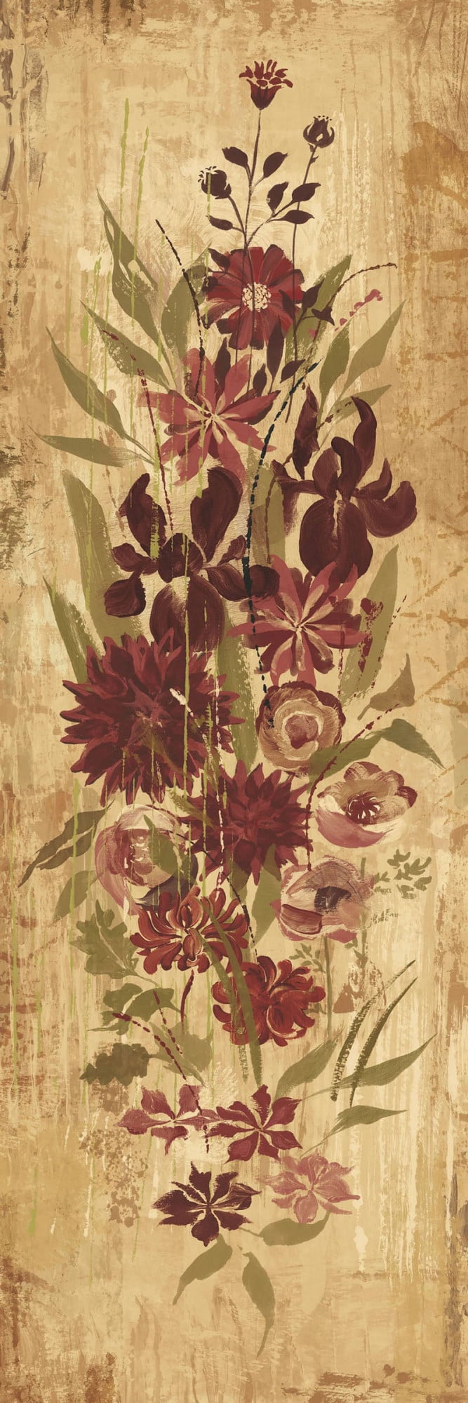 Floral Frenzy Burgundy Canvas Print with Sustainable Wood Frame