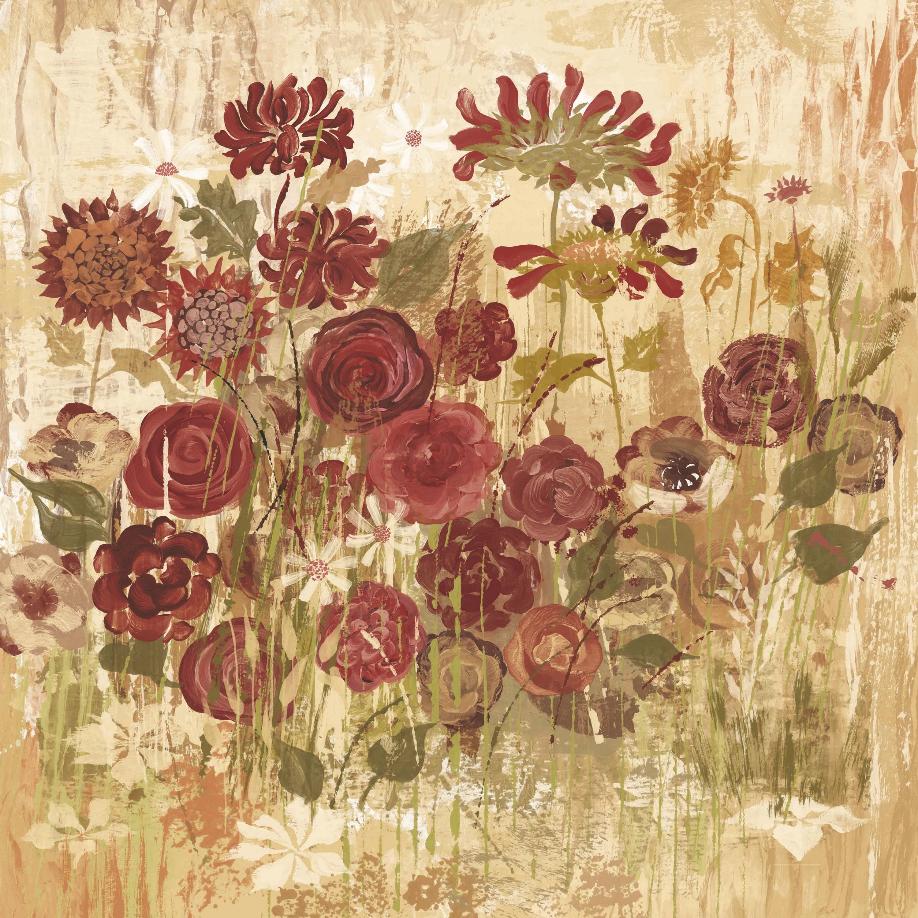 Marmont Hill "Floral Frenzy Burgundy VI" Painting Print on Canvas