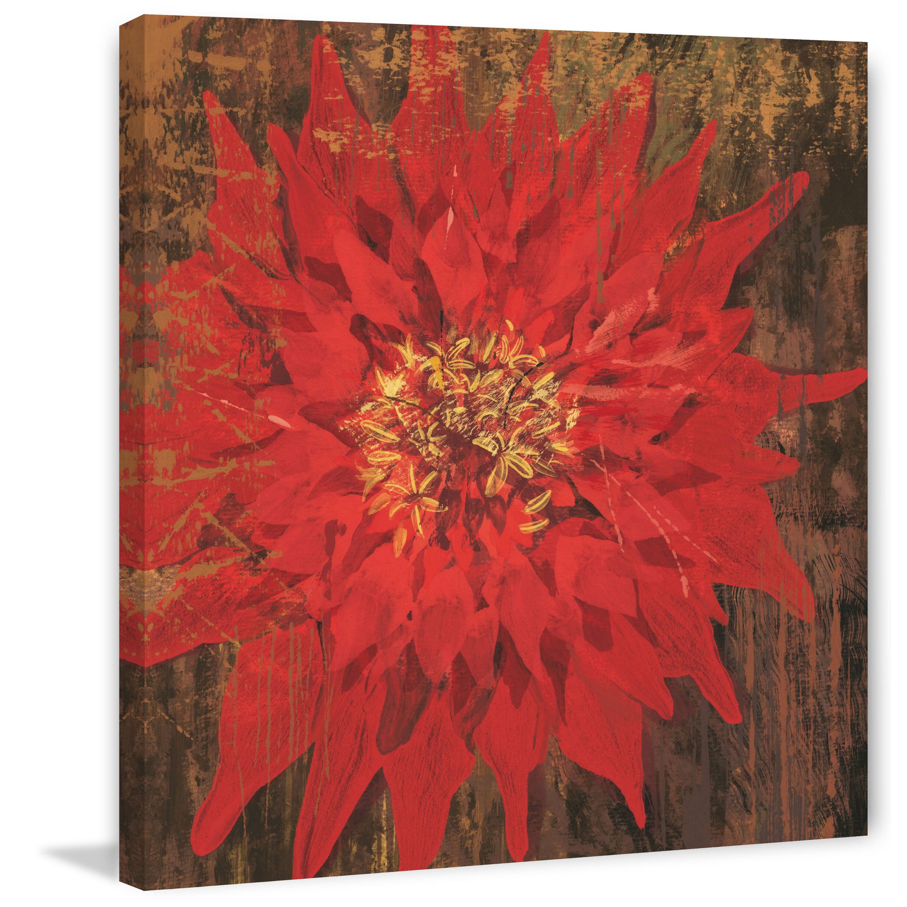 Marmont Hill "Floral Frenzy Red IV" Painting Print on Canvas