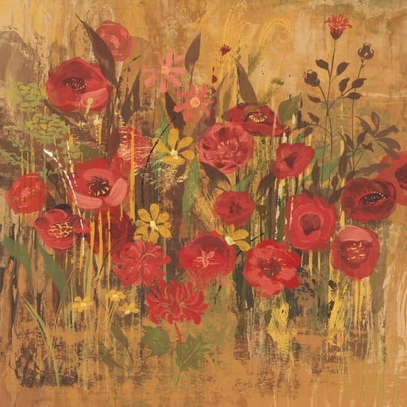 Marmont Hill "Floral Frenzy Red V" Painting Print on Canvas