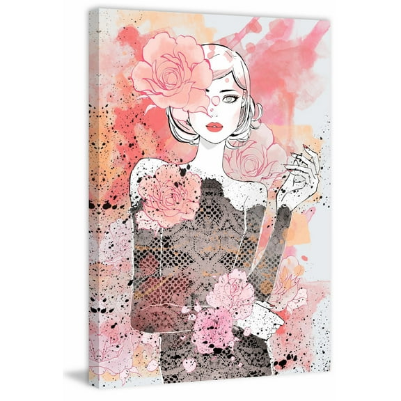 Marmont Hill "Floral Girl" by Loretta So Painting Print on Wrapped Canvas