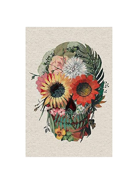 Floral Skull Face Painting Print on Wrapped Canvas