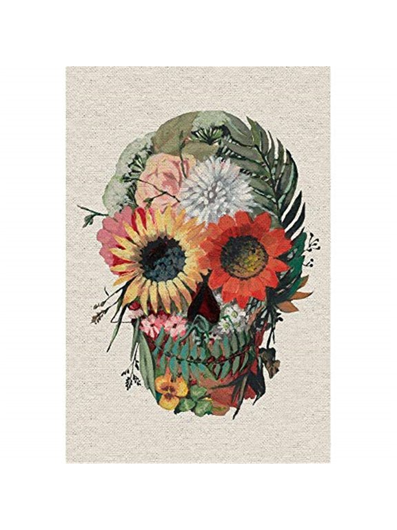 Floral Skull Face Painting Print on Wrapped Canvas