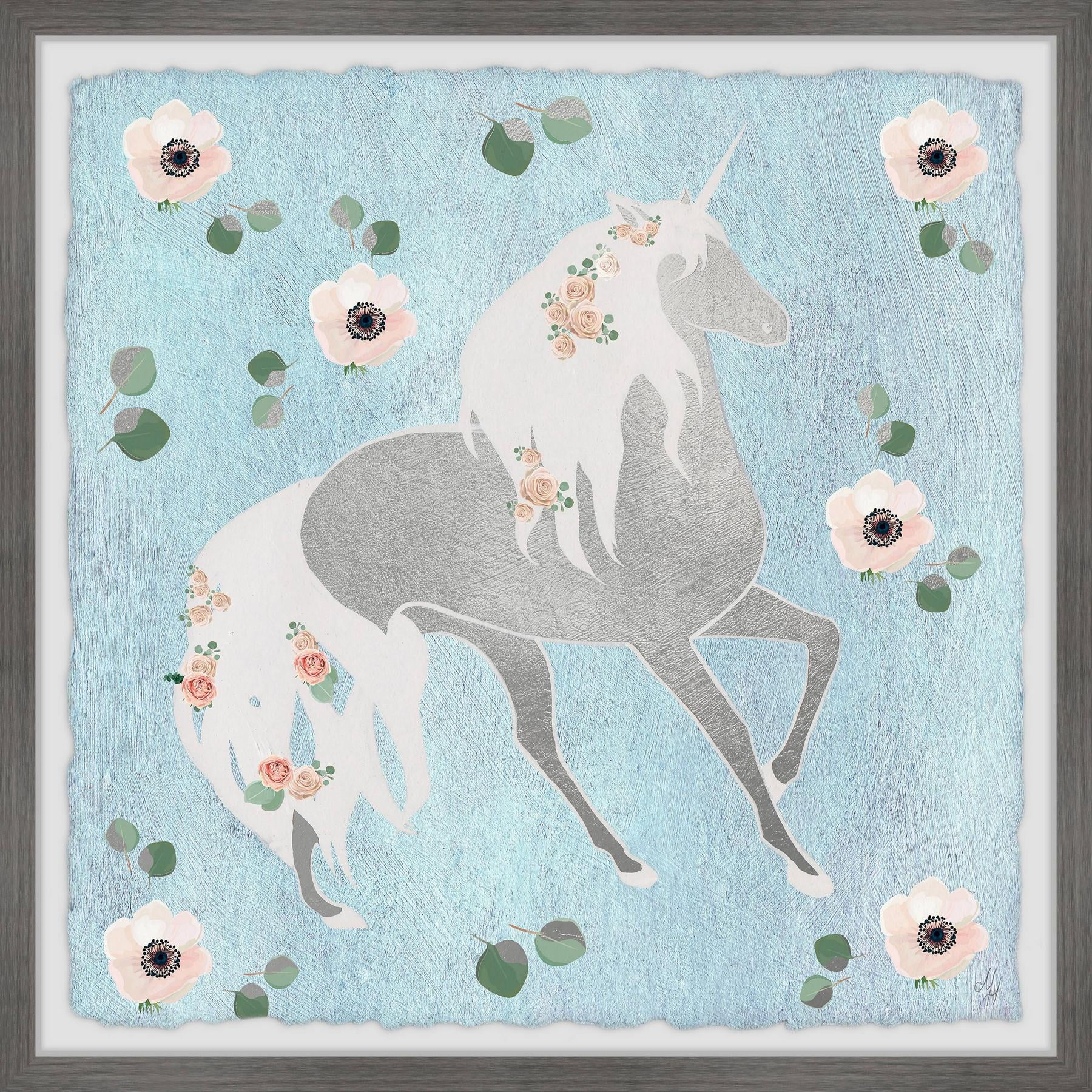 Marmont Hill Floral Unicorn Shadow Framed Wall Art, 18.00" x 1.50"