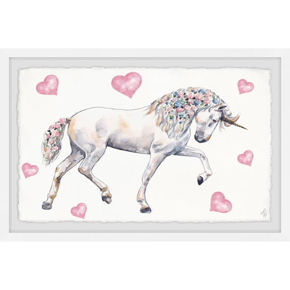 Marmont Hill Floral-haired Unicorn Framed Wall Art