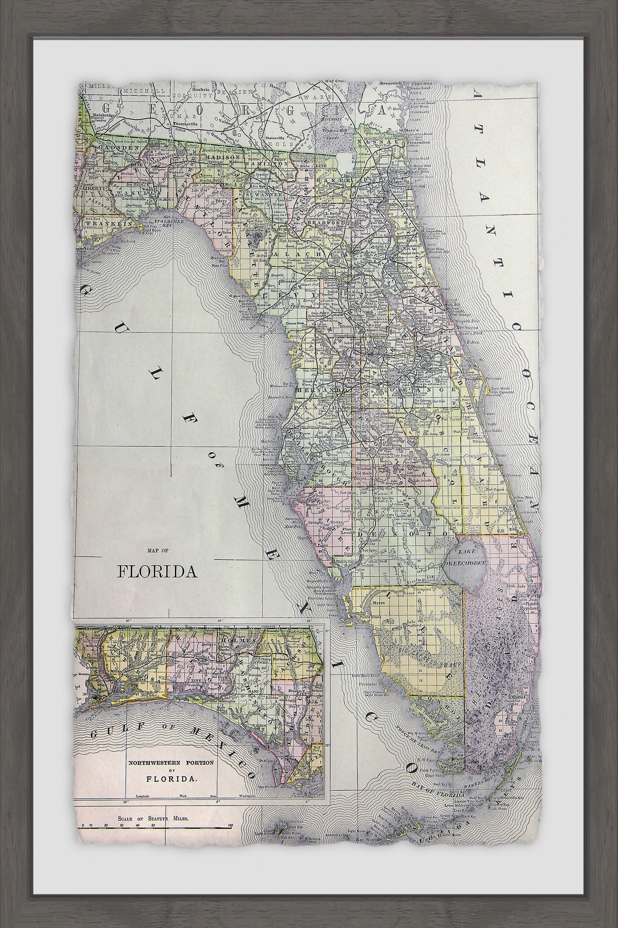 Marmont Hill Florida Map Framed Wall Art, 12