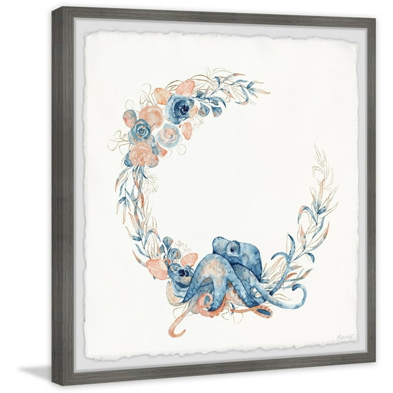 Marmont Hill Flower Crown Octopus Framed Painting Print