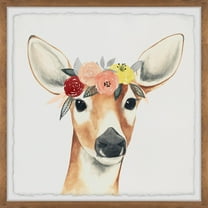 Marmont Hill Flower Crowned Deer Framed Wall Art, 12" x 1.5"