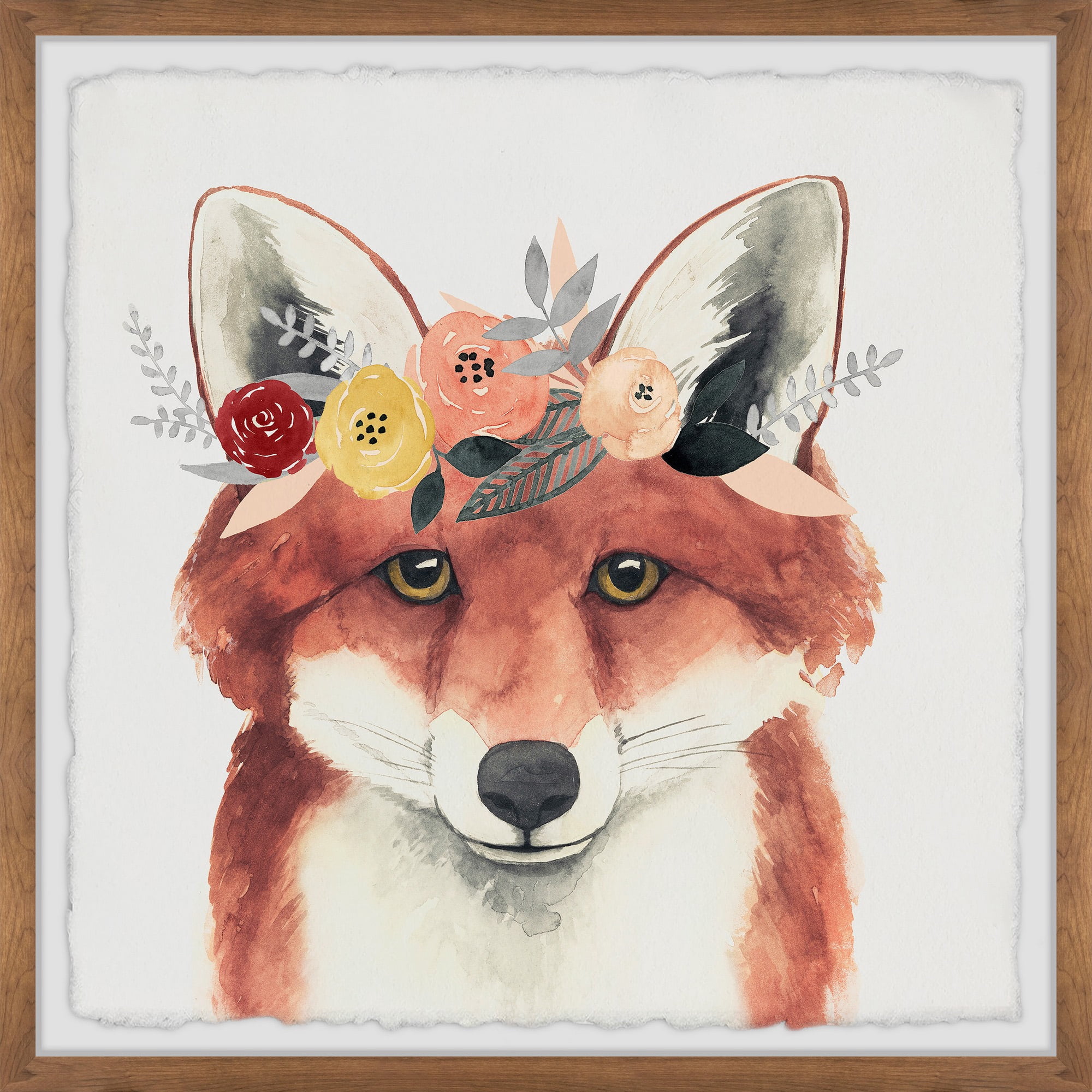 Marmont Hill Flower Crowned Fox Framed Wall Art