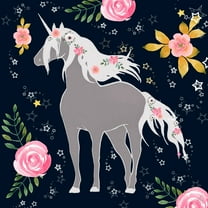 Marmont Hill Flower Garden Unicorn Canvas Wall Art