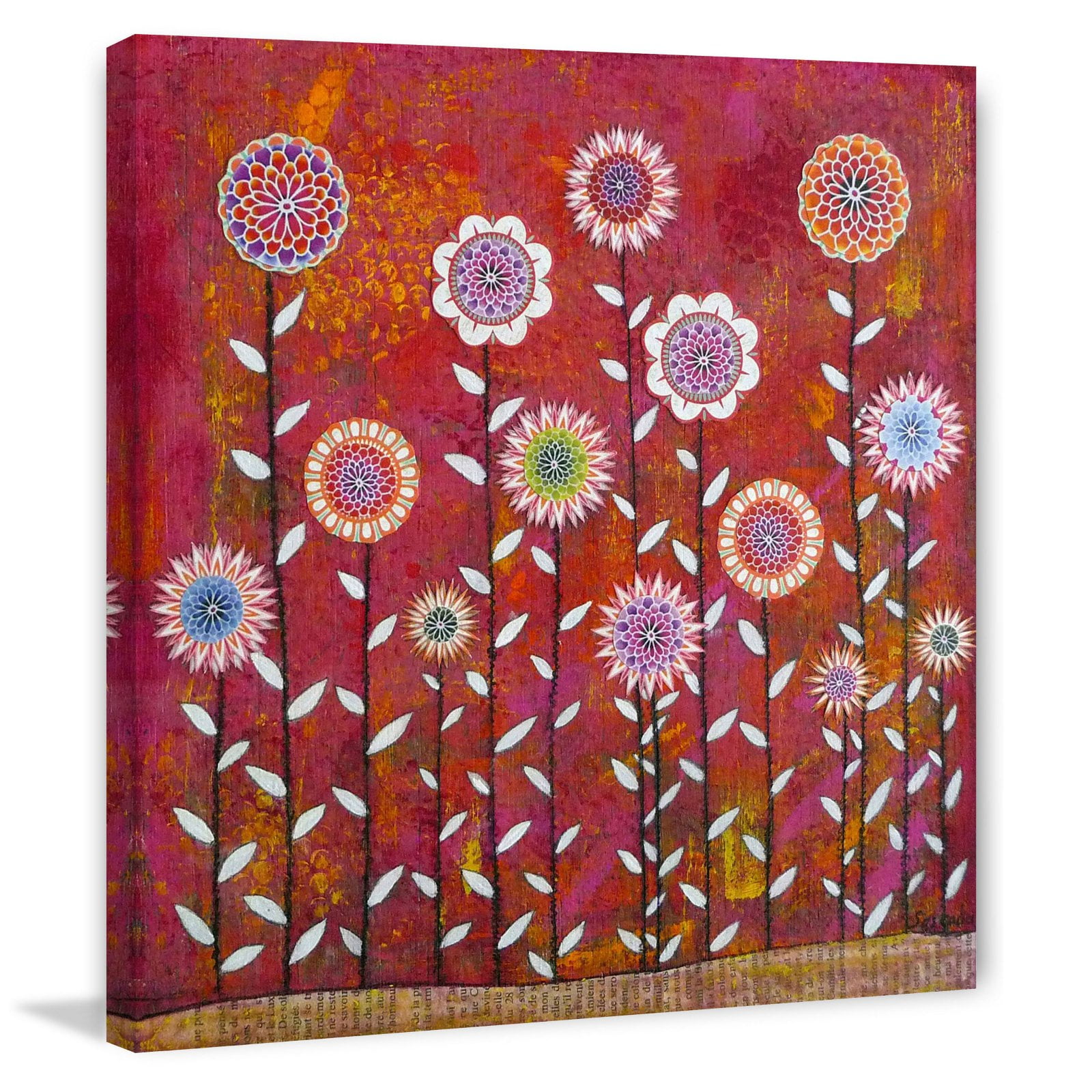 Marmont Hill "Flowers 5" by Sascalia Painting Print on Wrapped Canvas
