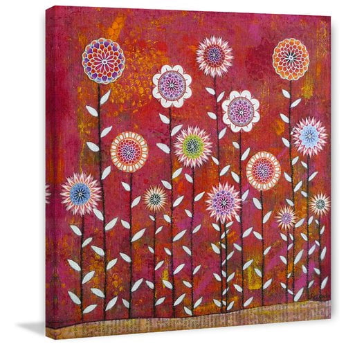 Marmont Hill "Flowers 5" by Sascalia Painting Print on Wrapped Canvas