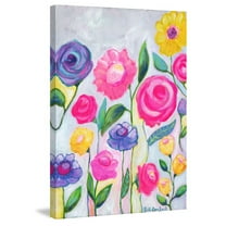 Marmont Hill "Flowers Grey" by Jill Lambert Painting Print on Wrapped Canvas