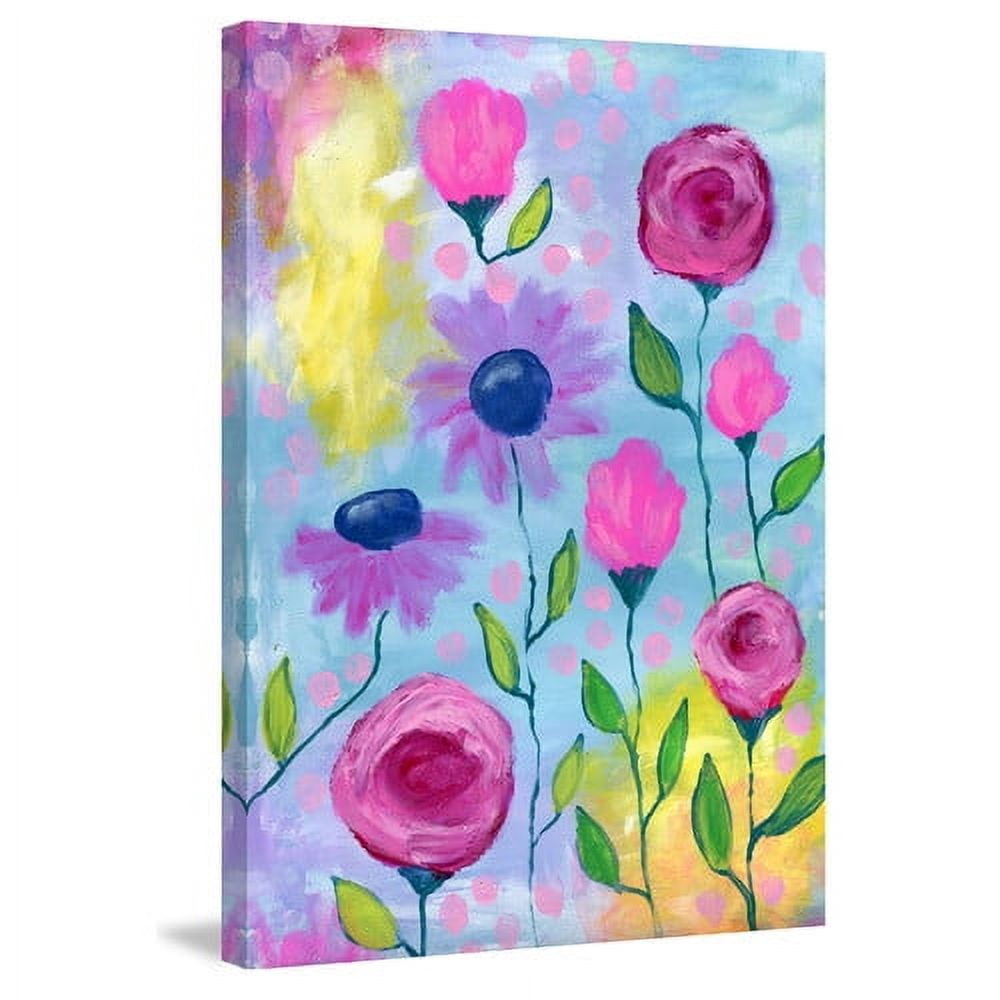 Marmont Hill "Flowers Pink Purple" by Jill Lambert Painting Print on Wrapped Canvas