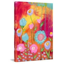 Marmont Hill "Flowers Sunset" by Jill Lambert Painting Print on Wrapped Canvas