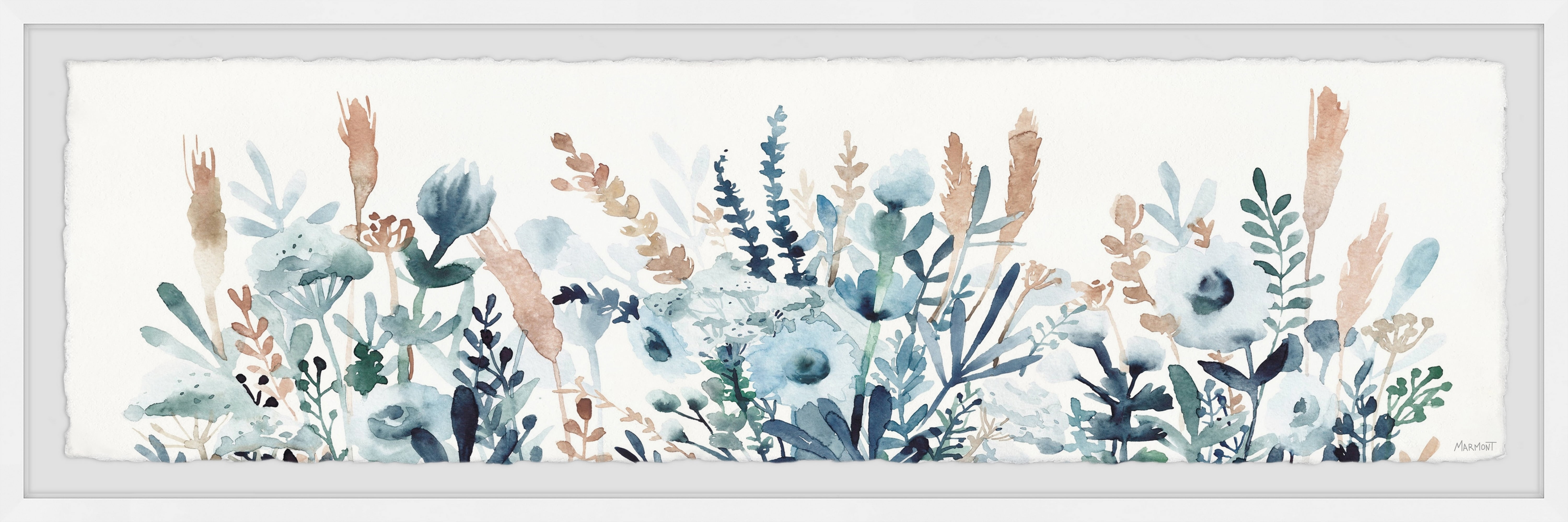 Marmont Hill Flowers and Leaves Framed Wall Art, 10" x 30"