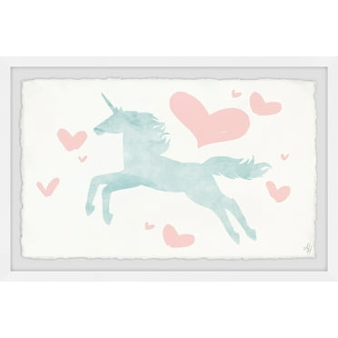 Marmont Hill Flying Unicorn Hearts Framed Wall Art