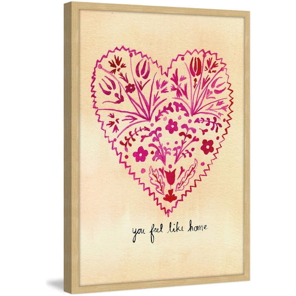 Marmont Hill "Folk Art Valentines" by Christine Lindstrom Framed Painting Print