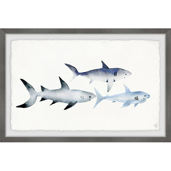 Marmont Hill Follow The Sharks Framed Wall Art, 24.00" x 1.50"
