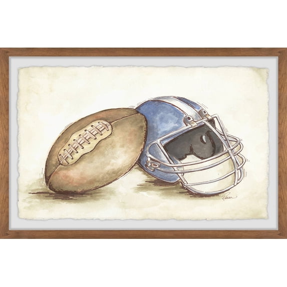 Marmont Hill Football Gear By Reesa Qualia Framed Wall Art, 12.00" x 1.50"