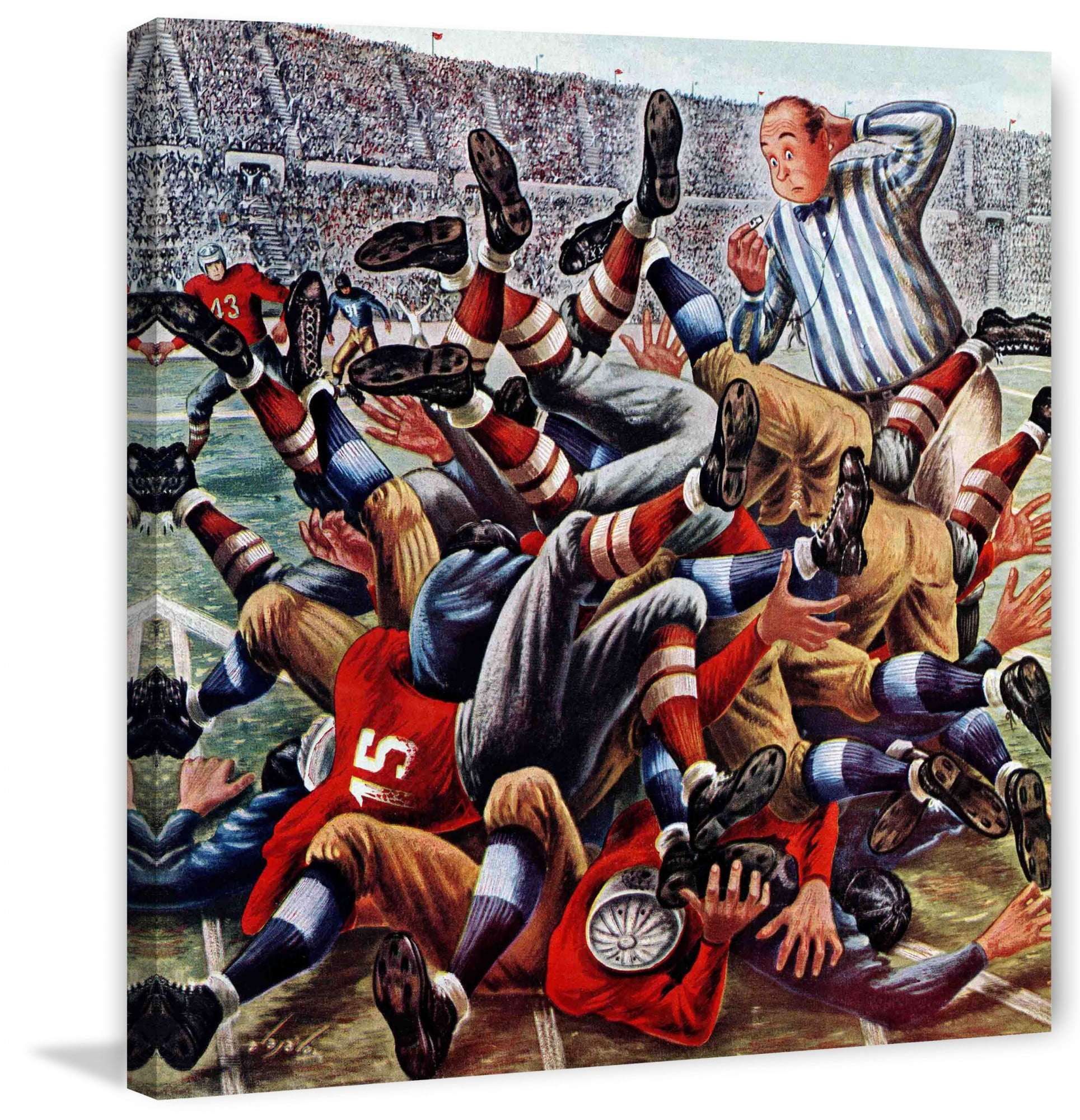 Marmont Hill Football Pile-up by Constantin Alajalov Painting Print on Canvas