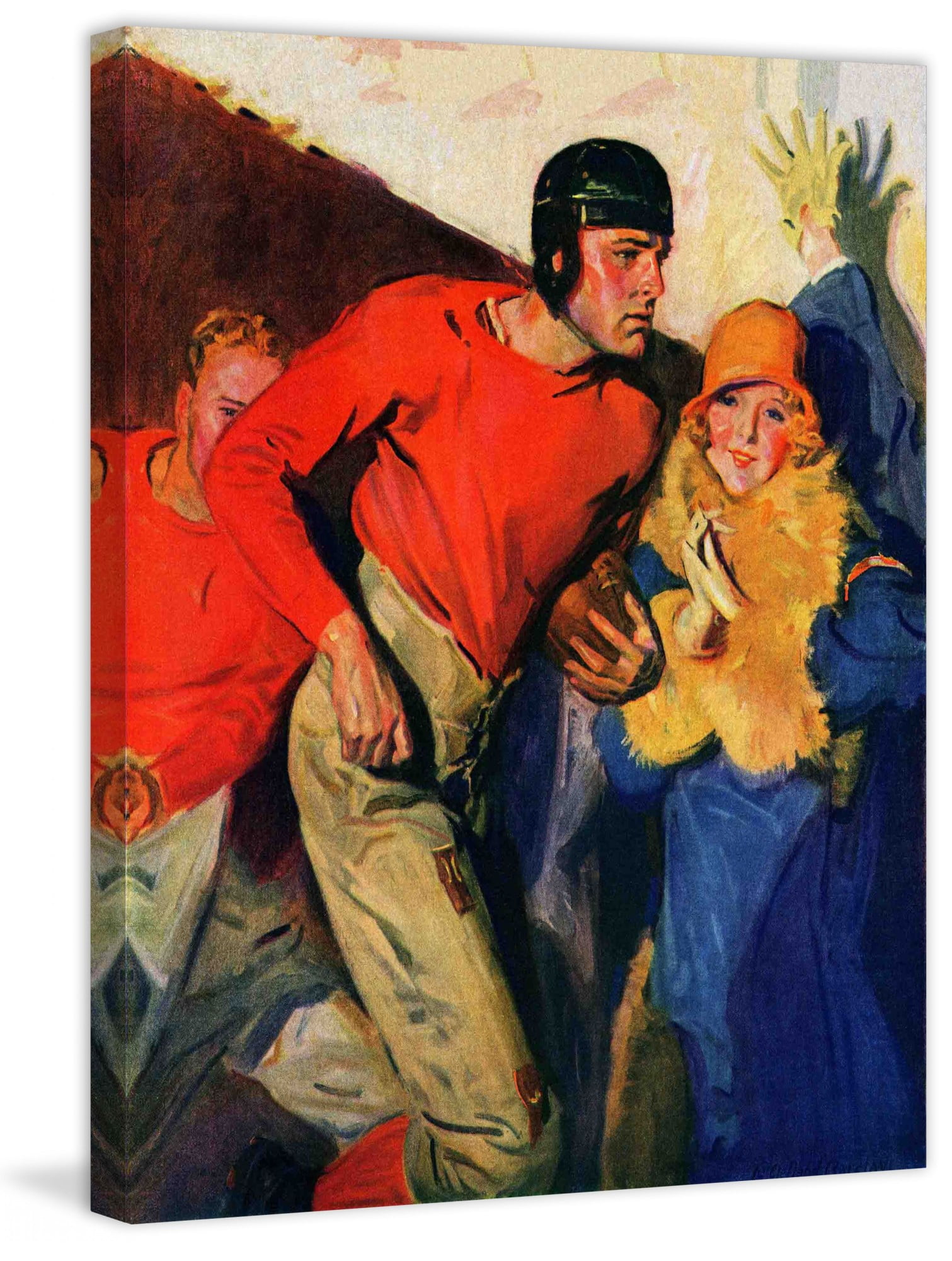 Marmont Hill Football Player and Fan by McClelland Barclay Painting Print on Canvas