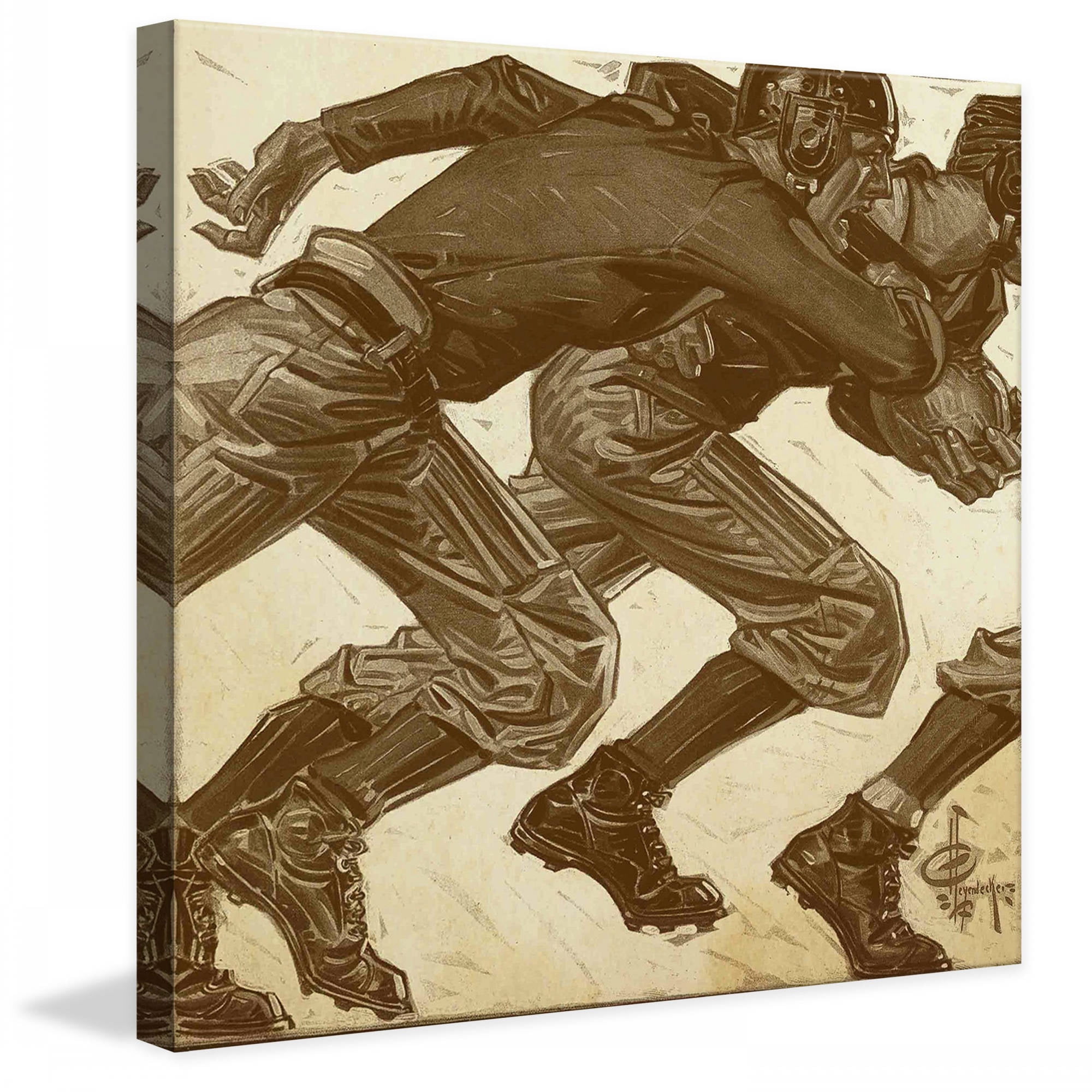 Marmont Hill Football Players-Colorized Version by J.C. Leyendecker Painting Print on Canvas