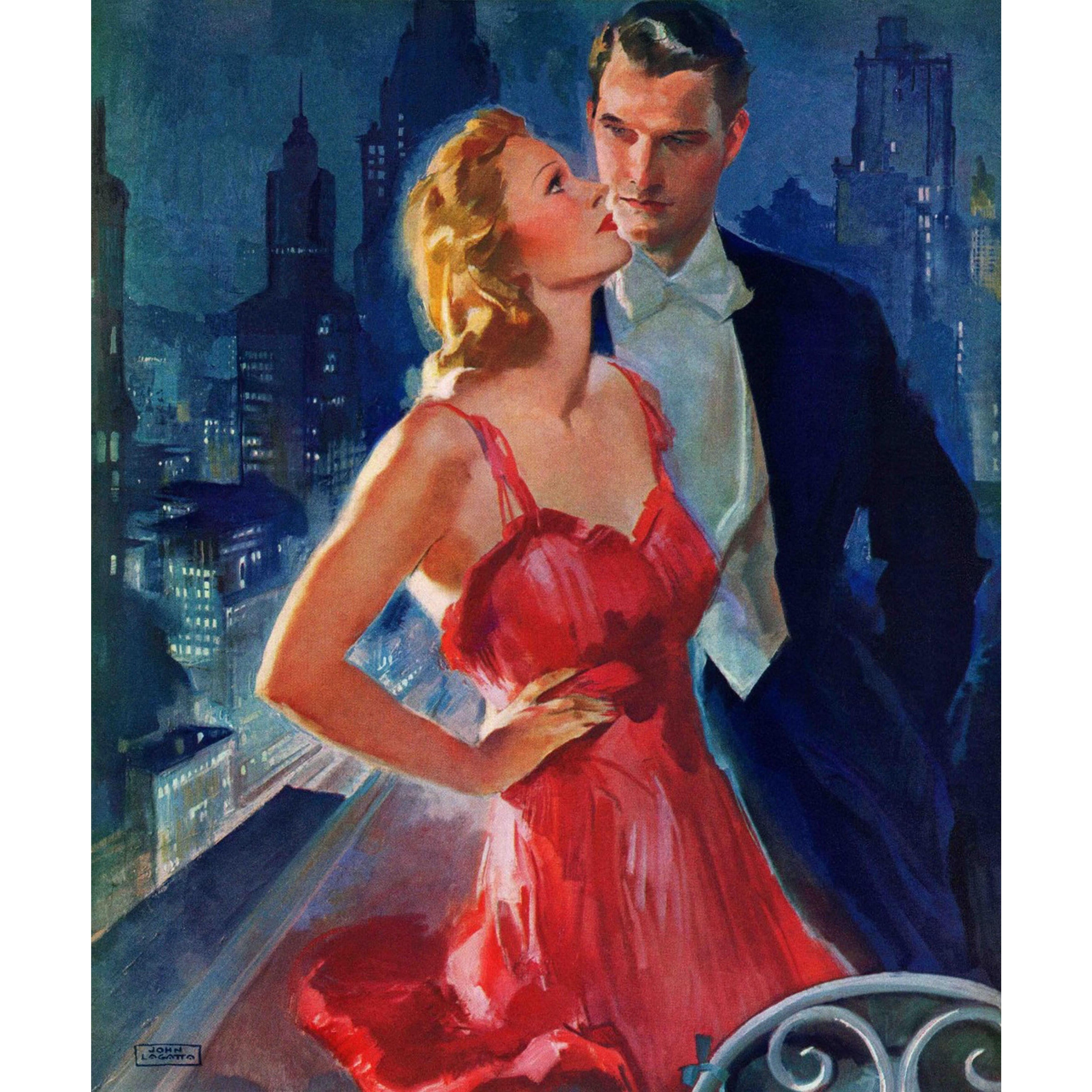 Marmont Hill "Formal Couple on Balcony" by John LaGatta Painting Print on Canvas