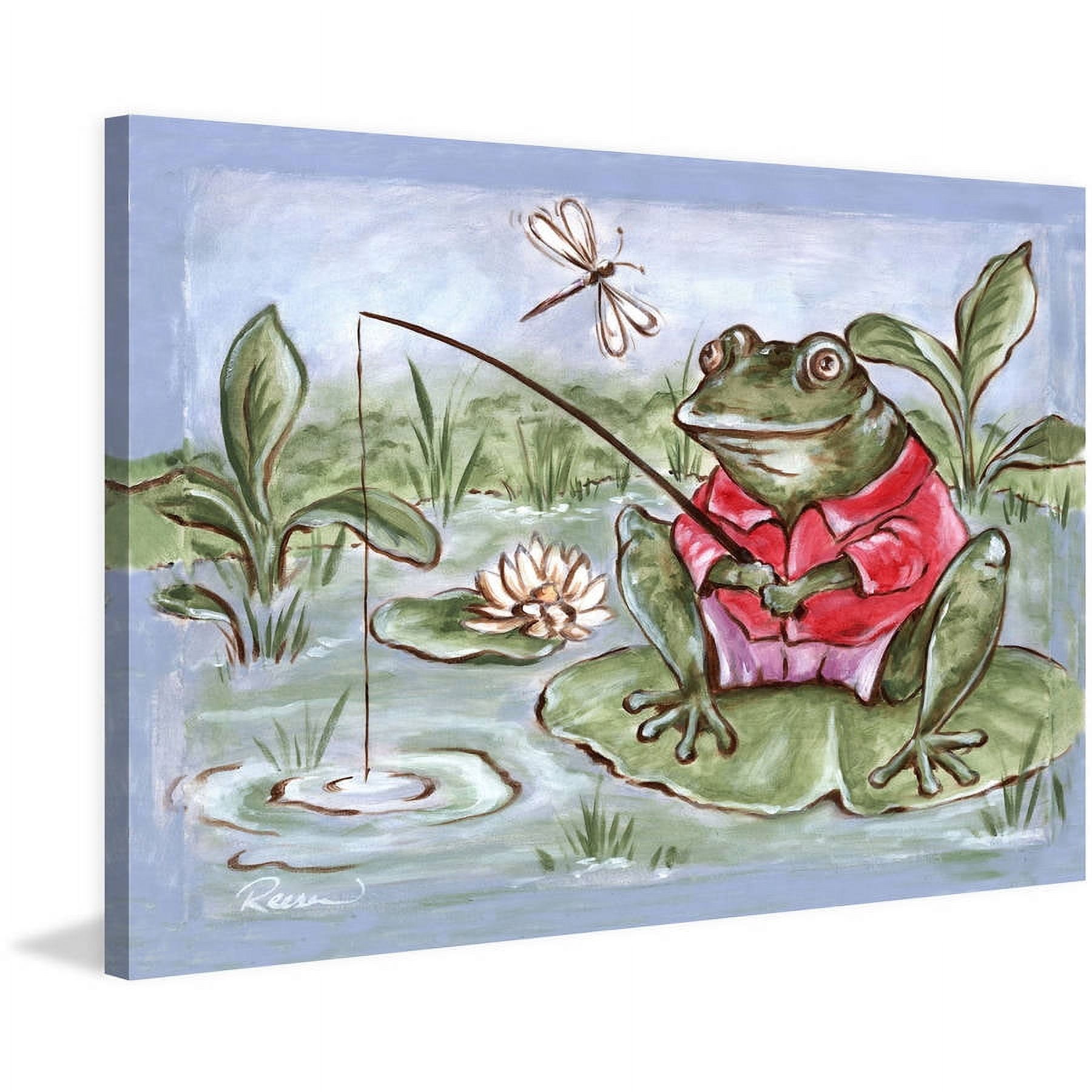 Marmont Hill "Freddie Gone Fishing" by Reesa Qualia Painting Print on Wrapped Canvas