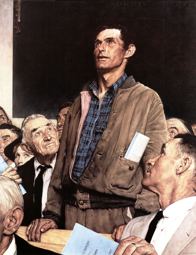 Freedom of Speech Norman Rockwell Brown Canvas Print