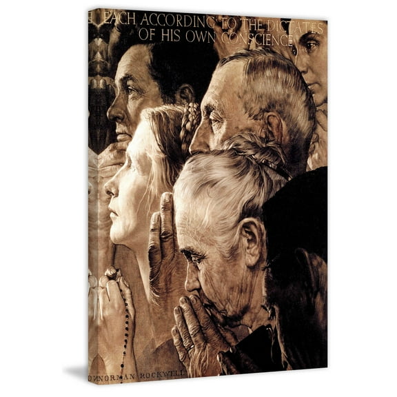 Marmont Hill "Freedom of Worship" by Norman Rockwell Painting Print on Canvas