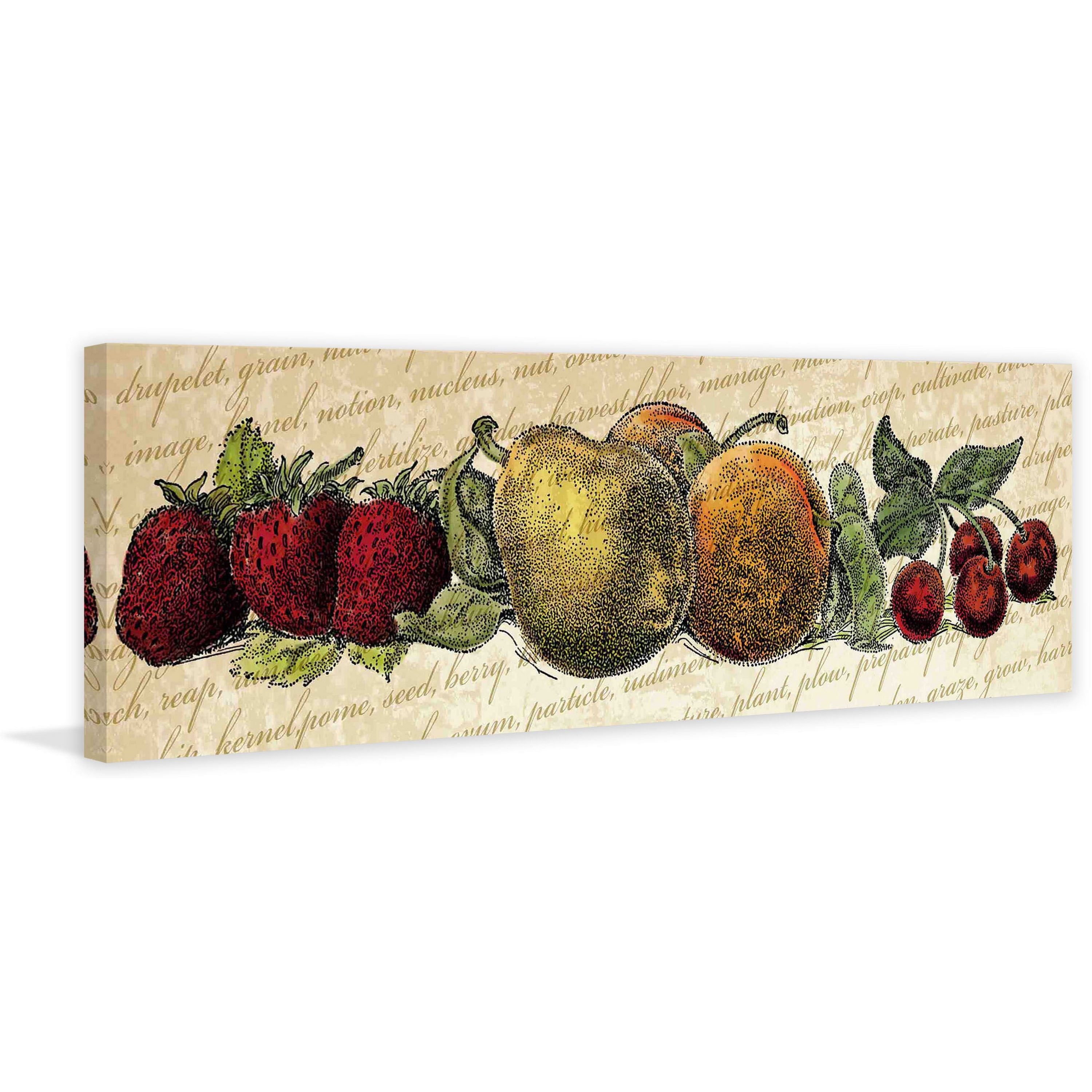Green and Red Fruit Canvas Wall Art, 30" x 10"