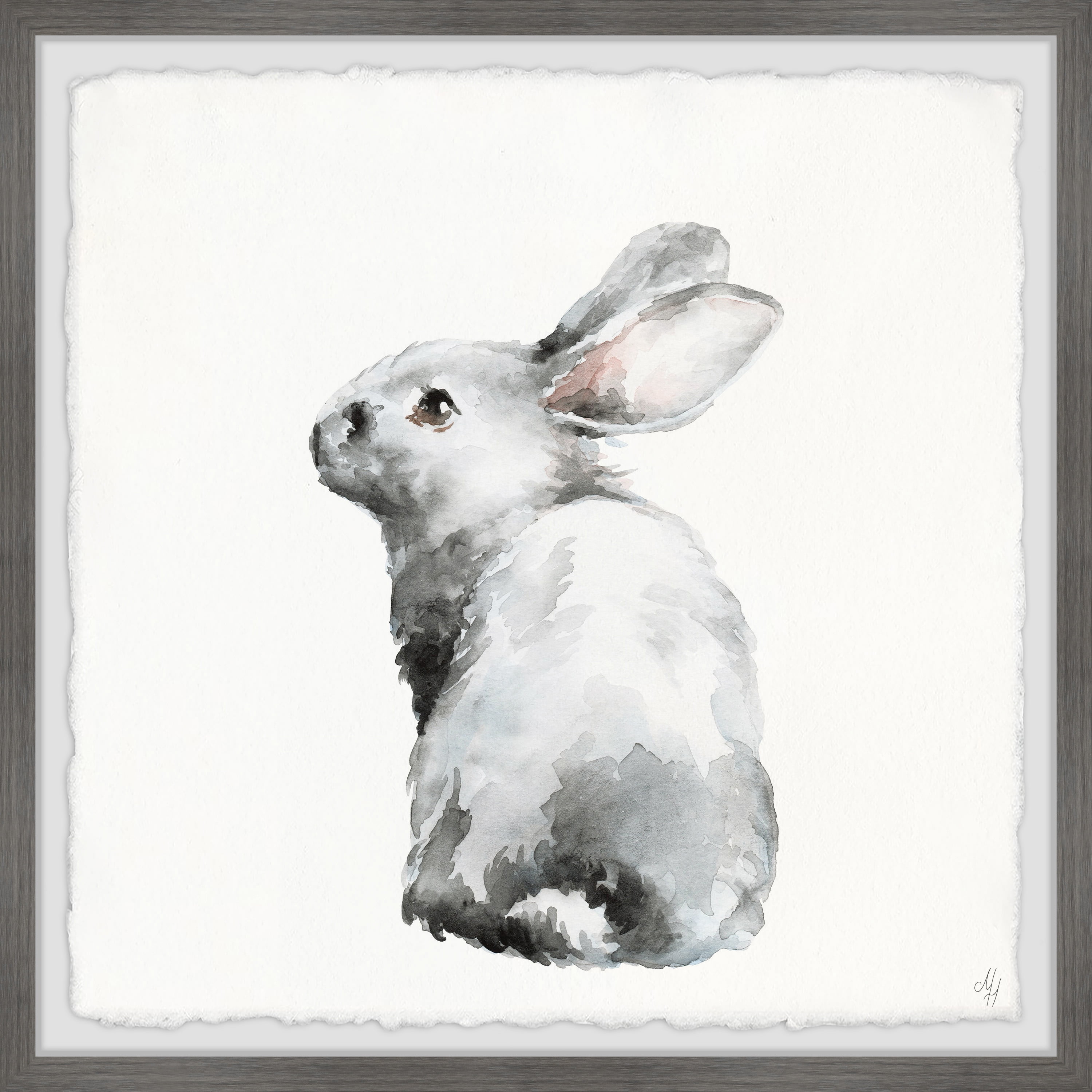 Marmont Hill Furry Bunny Framed Wall Art, 32.00" x 1.50"