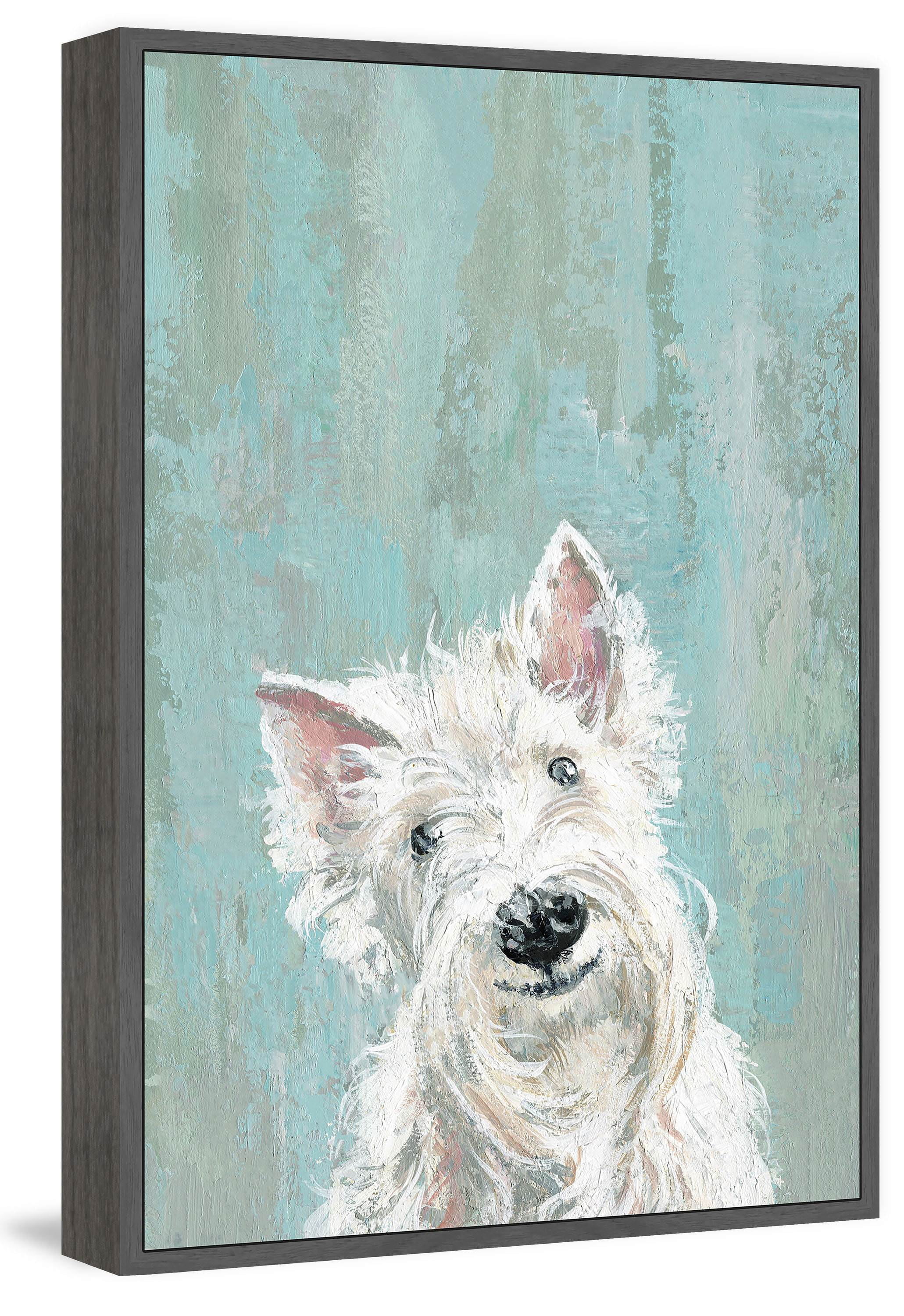Marmont Hill "Furry Dog" Floater Framed Painting Print on Canvas