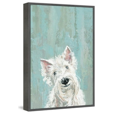 Marmont Hill "Furry Dog" Floater Framed Painting Print on Canvas