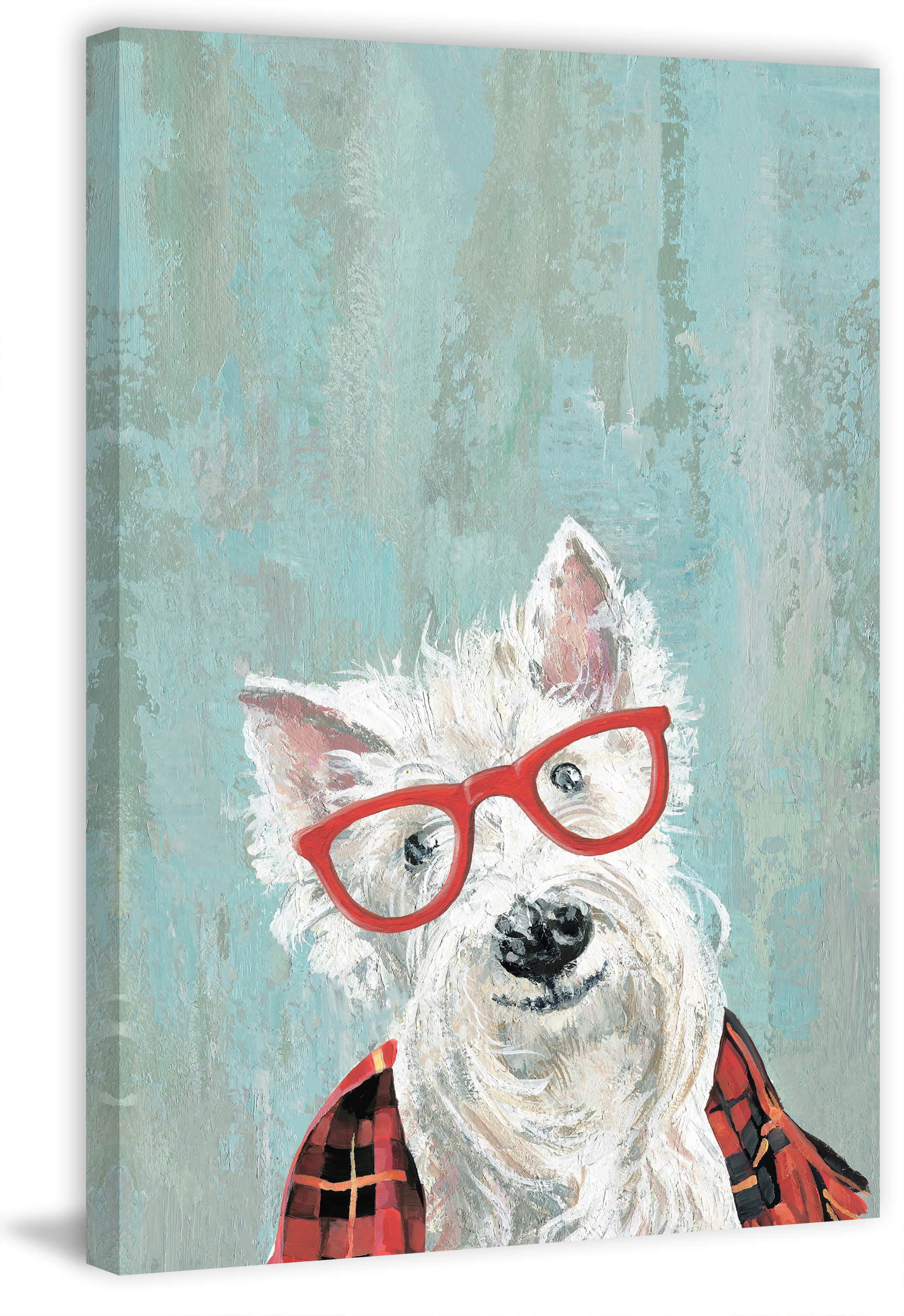 Marmont Hill "Furry Dog in a Sunglass" Painting Print on Wrapped Canvas