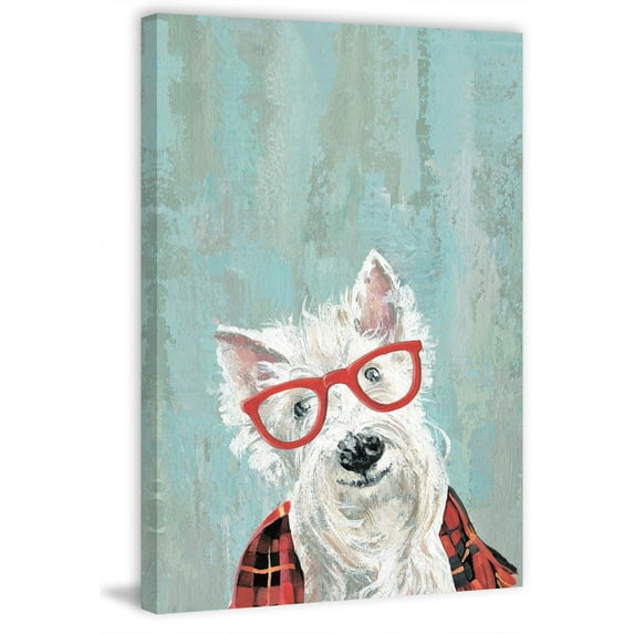 Marmont Hill "Furry Dog in a Sunglass" Painting Print on Wrapped Canvas