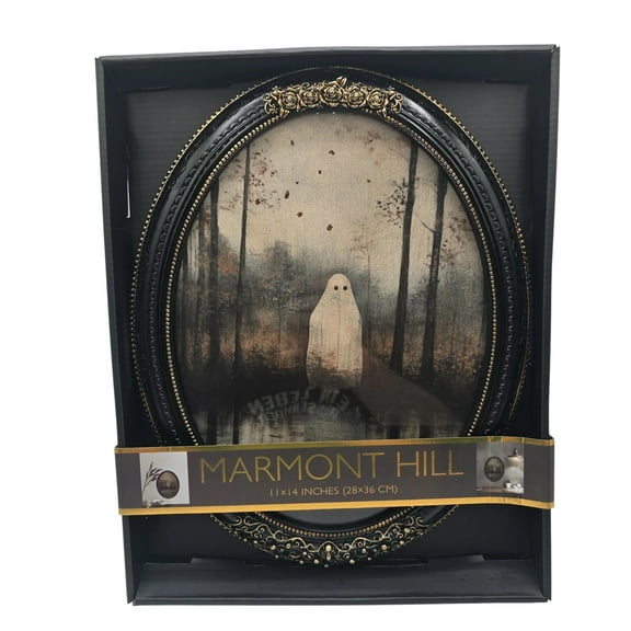Marmont Hill Ghost In Forest Framed Art HALLOWEEN Decor Black Gold 11x14 Gothic