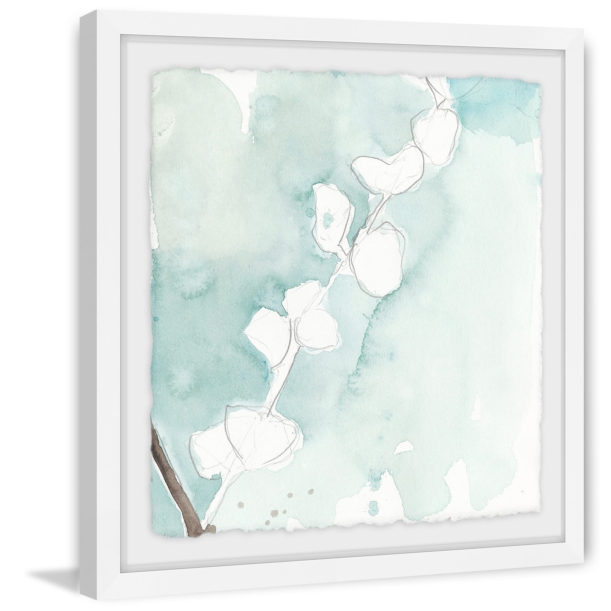 12" x 12" Teal and White Abstract Canvas Print