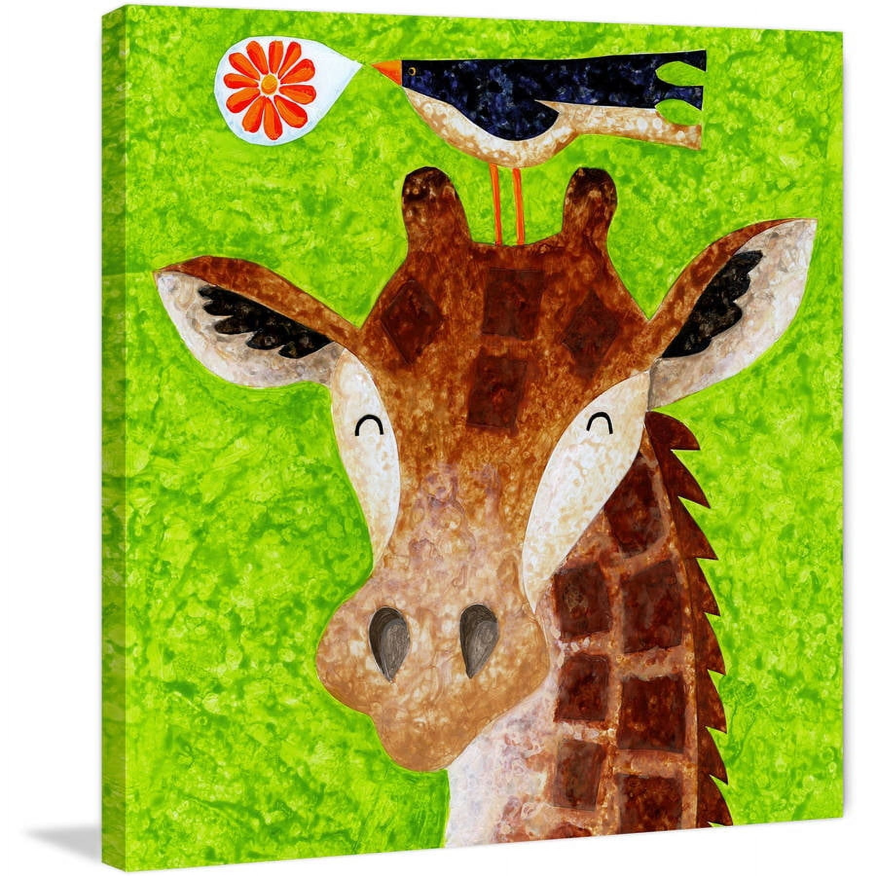 Marmont Hill - "Giraffe Blossom Ballad" by Janet Nelson Painting Print on Wrapped Canvas