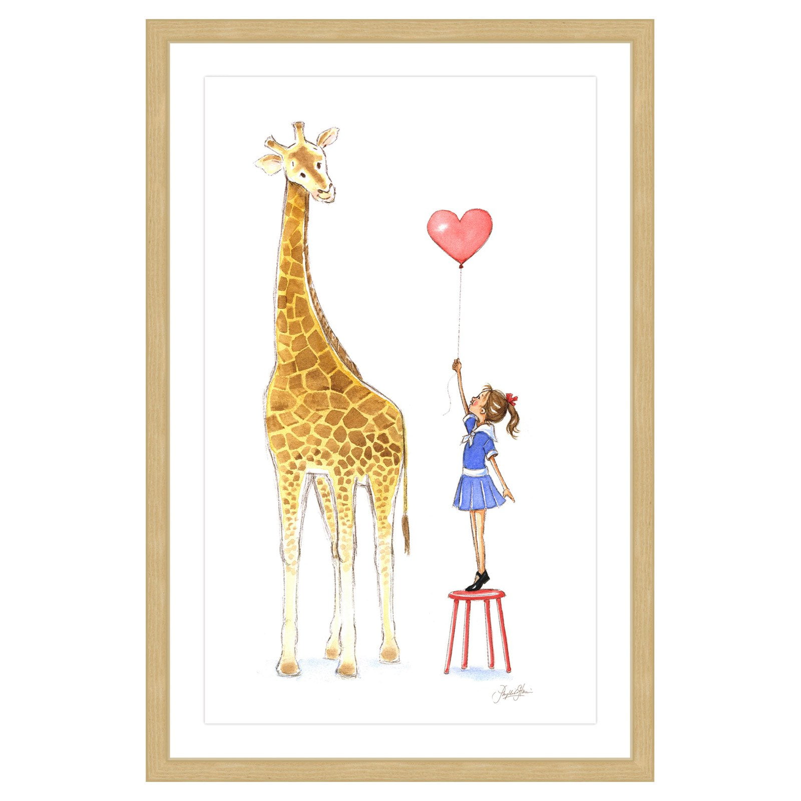 Marmont Hill Giraffe and Girl by Phyllis Harris Framed Wall Art