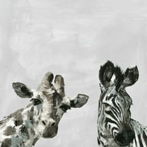 Marmont Hill Giraffe and Zebra V Canvas Wall Art