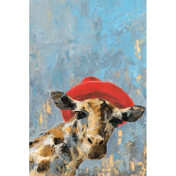 Marmont Hill Giraffe's Red Hat Canvas Wall Art