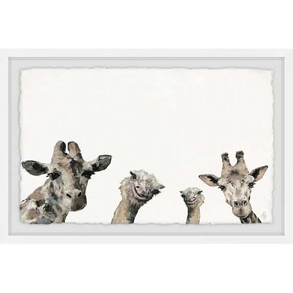 Marmont Hill Giraffes and Ostriches Framed Wall Art, 30" x 45"