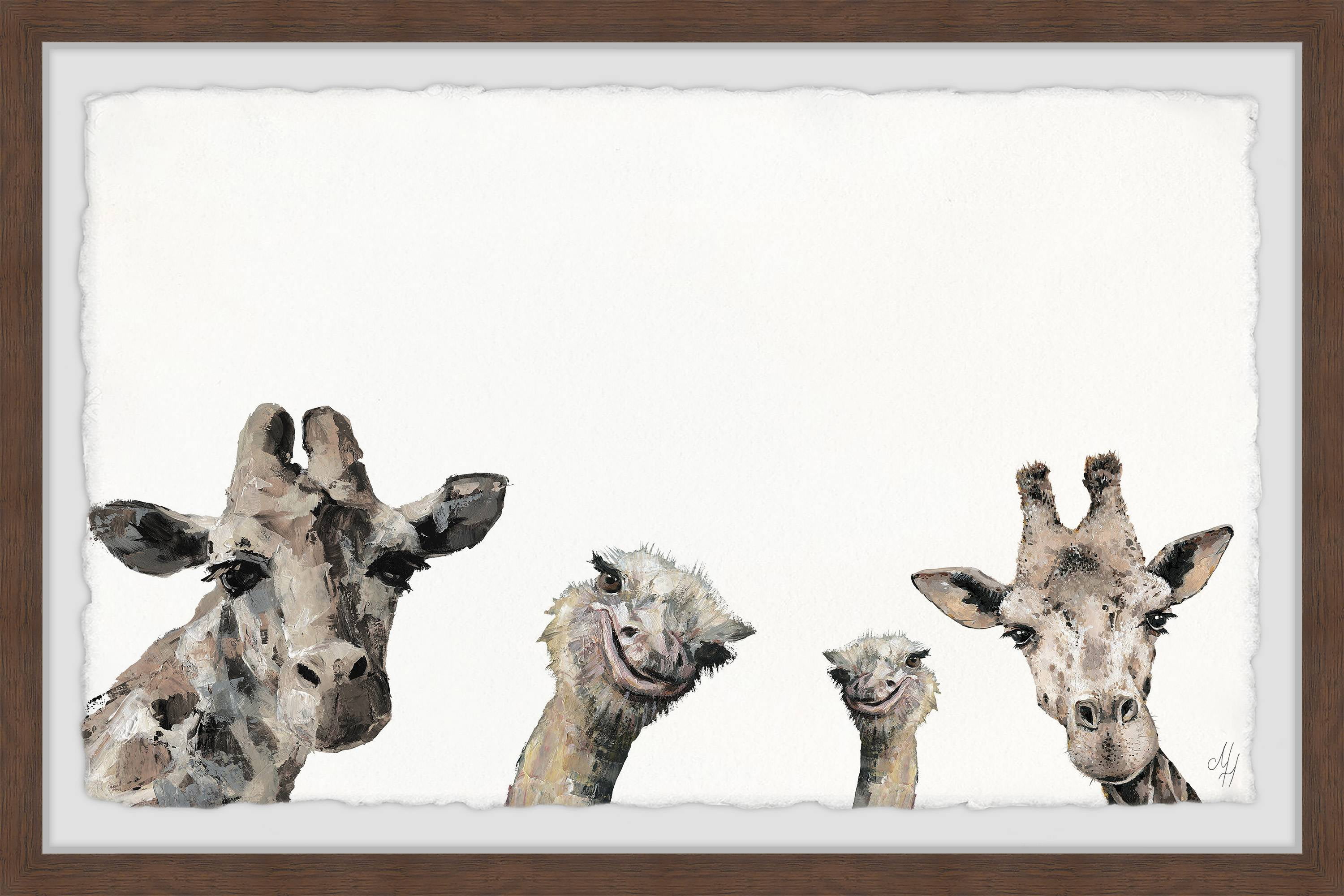 Marmont Hill Giraffes and Ostriches Framed Wall Art