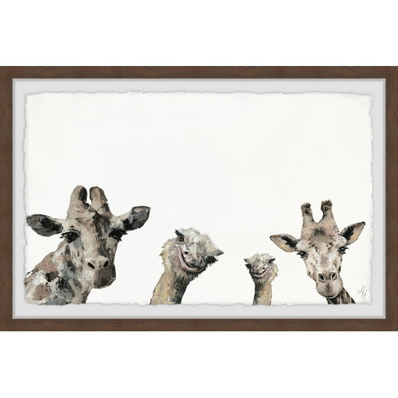 Marmont Hill Giraffes and Ostriches Framed Wall Art