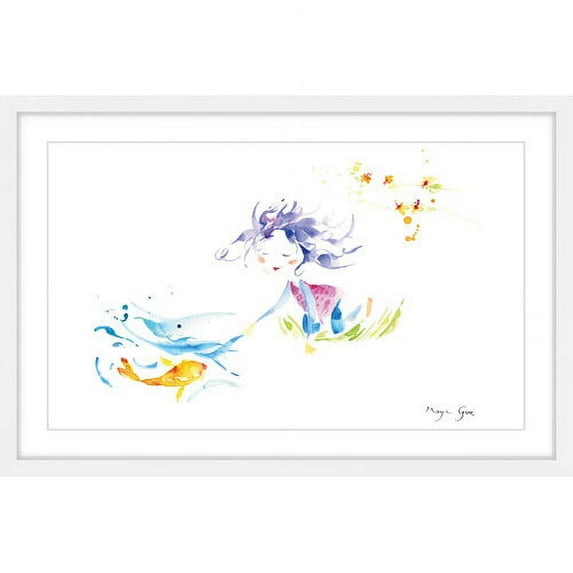 Marmont Hill "Girl and Fish" by Maya Gur Framed Painting Print