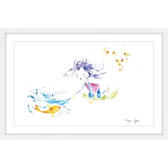 Marmont Hill "Girl and Fish" by Maya Gur Framed Painting Print